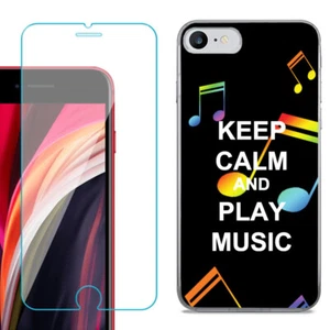 Funda de Teléfono Delgada para iPhone SE 2022, con Cristal Templado - Mantén la Calma Música - Imagen 1 de 3
