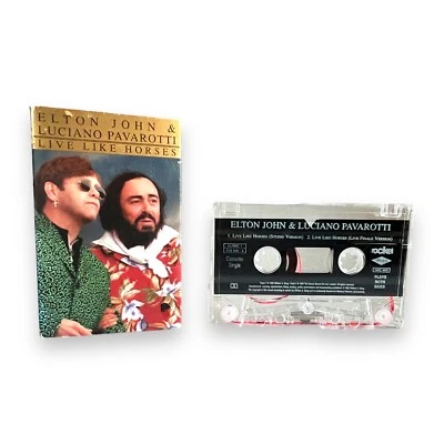 Elton John & Luciano Pavarotti - Live Like Horses 1996 RARE UK 2-Track Cassette Foto 1 de 4