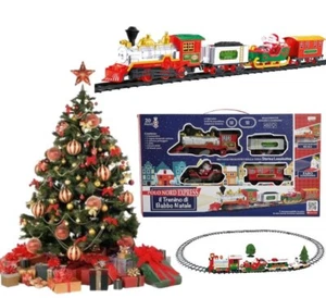 Trenino di Babbo Natale treno con binario per albero con luce e suoni locomotiva - Imagen 1 de 5