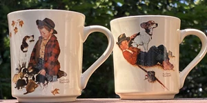 Norman Rockwell Four Seasons A BOY & DOG 2er Set Welpentassen 1986 - Bild 1 von 9
