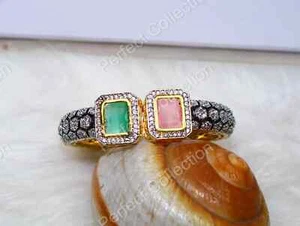 Pink And Green Monalisa Traditional Jewellery Bracelet, Beautiful Cuff Bangle Br - Picture 1 of 4