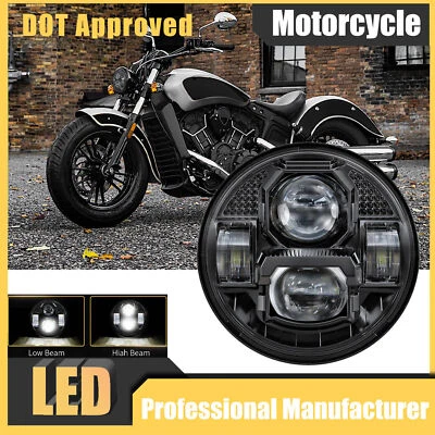 For 2015-2017 Indian Scout DOT Approved 5.75 inch LED Headlight With Hi/Low Beam - Image 1 of 4