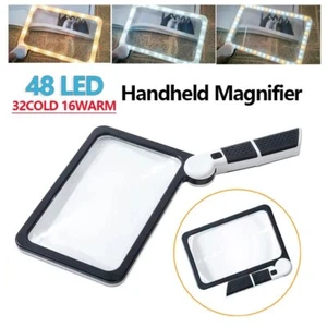 Handheld Magnifier 48 LED 5X Foldable Reading Magnifying Glass 3 Modes Dimmable - Picture 1 of 7