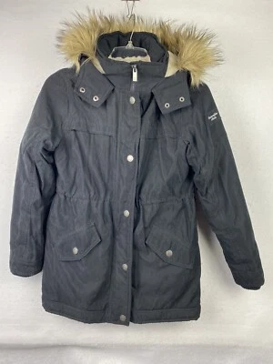 Abercrombie Fitch Kids Winter Hooded Jacket Parka Coat Size 11/12 Faux Fur Black - Image 1 of 4