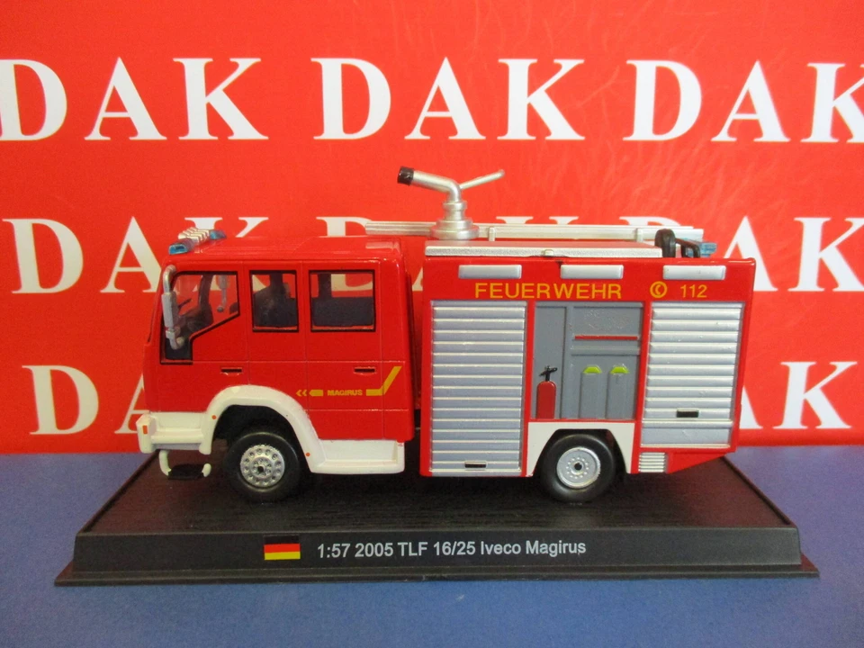 Die cast 1/57 Modellino Camion Pompieri Iveco Magirus TLF 16-25 Germany 2005 - Immagine 1 di 4