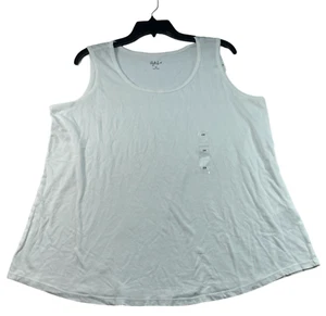Style and Co Tank Top Womens Plus size 0X White Sleeveless Cotton New - Picture 1 of 7
