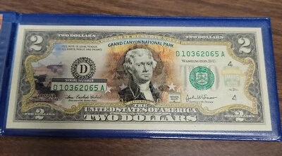 Grand Canyon National Park  Arizona Commemorative Bank Note on Modern $2 Note - Image 1 of 3