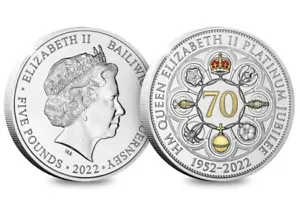2022 Guernsey Queen Elizabeth II Platinum Jubilee Coloured £5 Coin in Capsule - Picture 1 of 1