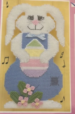 Vtg Rare Mary Maxim Musical Bunny with Egg Needlepoint Pattern #78212 - Image 1 of 2
