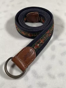 LL BEAN Belt Unisex Size M/L 43” Ring Canvas Leather Southwest Aztec Made in USA - Picture 1 of 6