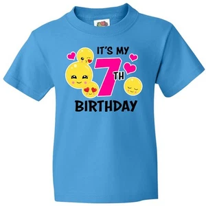 Inktastic Its My 7th Birthday With Smiling Emoticons Youth T-Shirt Birthdays Fun - Picture 1 of 7