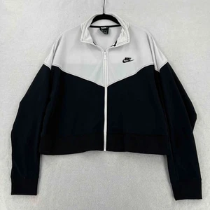 Nike Jacke Damen Large schwarz weiß Full Zip Track Athletic Swoosh Crop Gr. XXL - Bild 1 von 8
