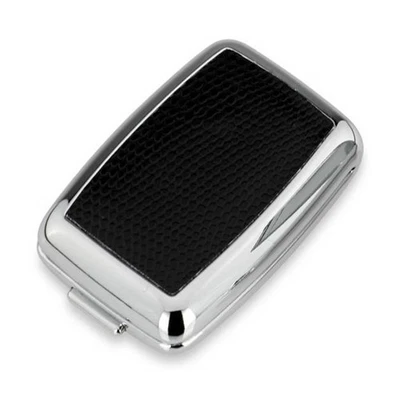 H.BAUER JUN. Pillendose klein Pillenbox eckig Tablettenbox verchromt 2 Fächer 6.5 x 4.5cm