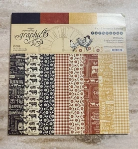 Graphic 45 *FARMHOUSE* Paper Pad 12x12 PATTERNS & SOLIDS 2020 New/Complete - Picture 1 of 13