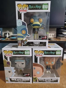 Rick and Morty Funko Pop Lot, Tony 650 / Rick mit Krone 649 / Death Crystal Morty 660 - Bild 1 von 5