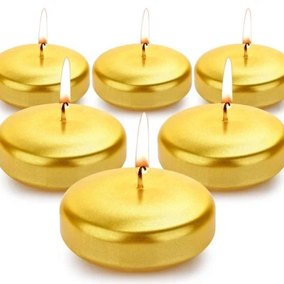 3 inch Floating Candles,24Pack Gold Dripless Wax Unscented Wax 13-15Hours Bur... - Image 1 of 4