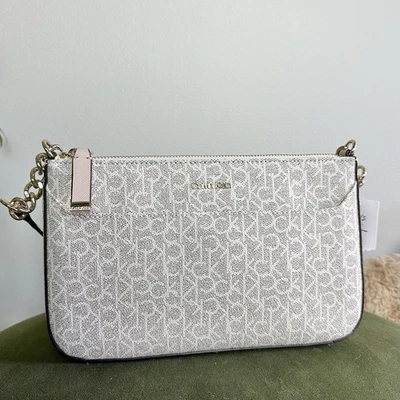 VTG 90s Calvin Klein Saddle Bag Purse Creme Gold NEW - Image 1 of 4