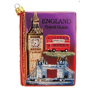 England Travel Guide Polish Blown Glass Christmas Ornament London UK Decoration - Picture 1 of 2