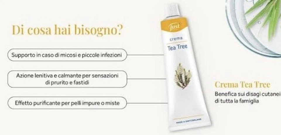 Crema tea tree just 3 Pezzi da 100ML per brufoli psoriasi dermatiti  eczema - Immagine 1 di 1