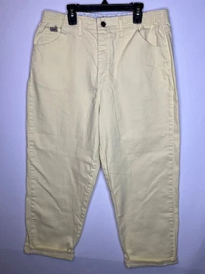 Lee Women’s 12 Yellow High Rise Tapered Jeans Side Elastic Waist - Imagem 1 de 4