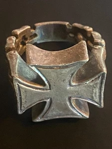 De colección/Antiguo GRANDE Plata de Ley 925 Hombres Anillo Cruz de Hierro Perno de Iluminación Motociclista - Imagen 1 de 22