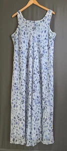 August Max Damen Seide Maxikleid 16W einfarbig blau Blumen Landhaus Fee launisch - Bild 1 von 18