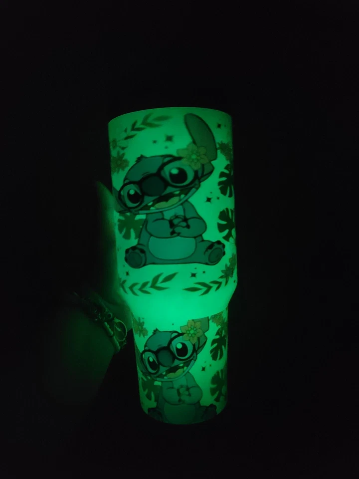 Vaso Dupe 40oz verde brillante azul alienígena con gafas inspirado Foto 1 de 4