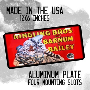 Ringling Brothers Circus Clown Design Aluminum License Plate Novelty Sign - Foto 1 di 4