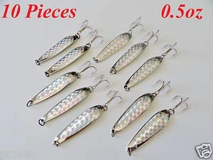 10 Pieces 1/2oz Casting Crocodile Spoons Chrome/Silver Trolling Fishing Lures - Picture 1 of 2