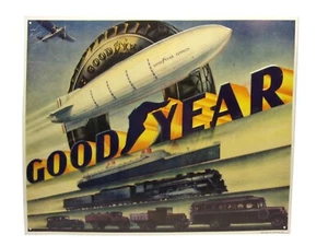Reproduction Embossed Tin Sign for GOODYEAR TIRES 16 1/2 X 13 3/8 inches - Picture 1 of 5