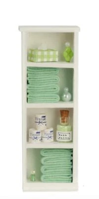 Dolls House Narrow Shelf Unit Green Towels & Accessories 1:12 Bathroom Furniture - Image 1 of 4