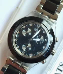 Swatch Irony Diaphane Chrono Svck4035g Full Blooded Night Steel New/Nos - Picture 1 of 2
