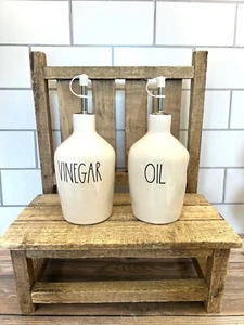 Rae Dunn Oil & Vinegar Cruet Set New Farmhouse Farm Line - Picture 1 of 6