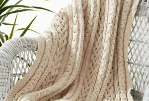 KNITTING PATTERN - CHUNKY THREE BRAIDED CABLE KNIT AFGHAN/BLANKET/THROW 43"x 58" - Picture 1 of 1