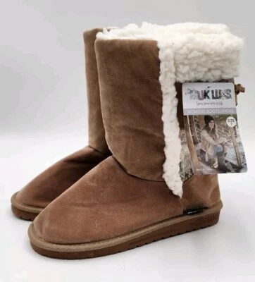 Muk Luks Boots/Shoes Women's Missy Pull On Flat Warm Comfort size 7 Tan 16976 - Imagem 1 de 4
