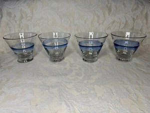 4 Vintage Murano blaue Streifen Steine Bar Getränk Gläser 4" - Bild 1 von 12