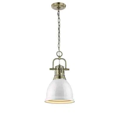 Golden Lighting Duncan Collection 1-Light Aged Brass Mini Pendant 602SMPABWH - Imagem 1 de 4