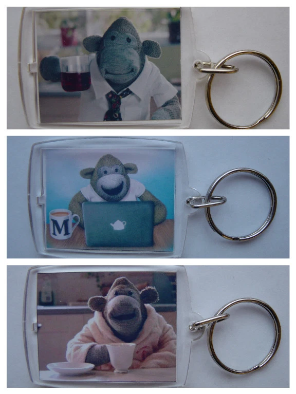 PG Tips Monkey Photo Keyring / bag tag, clear plastic,  - Image 1 of 1