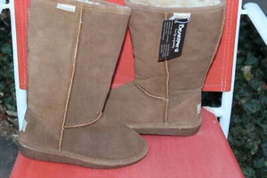 BEARPAW EMMA HOCH BRAUN VELOURSLEDER LAMMFELL ECHTWOLLE GEFÜTTERT HALBHOHE STIEFEL GRÖSSE 6 NEU OHNE ETIKETT - Bild 1 von 12