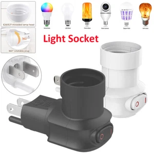 360° Plug in Light Socket Outlet to Light Bulb 3-Prong Outlet E27 Socket Adapter - Picture 1 of 22
