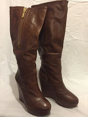 $219 Botas Steven by Steve Madden Cuero Marrón Cremallera Hasta la Rodilla Mujer EE. UU. Talla 9 M Foto 1 de 4
