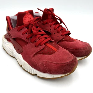 Nike Air Huarache Run Mujer Talla 9.5 Rojo Carmesí Gamuza Blanco Suela Zapato Tenis - Imagen 1 de 10