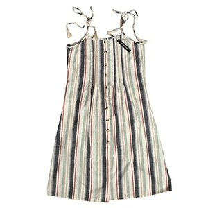 CLUB Z COLLECTION Striped Cotton Midi Sundress Cover-up sz S Tie Straps Pockets - Picture 1 of 7