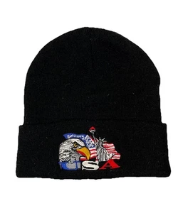 Cappello berretto USA aquila calva statua della libertà con polsini unisex OS nero inverno - Foto 1 di 4