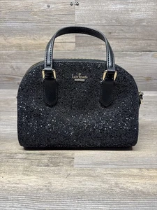 Kate Spade New York Black Glitter Crossbody Chain Bag Sparkle Evening - Picture 1 of 14