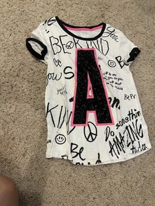 Justice Girls Graphic Sparkle “A” Tee - Picture 1 of 3
