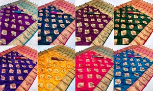 Designer New Premium Soft Silk Saree With Designer Blouse For Women & Girls - Picture 1 of 17