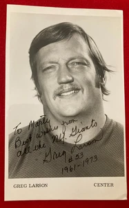 GREG LARSON 1961-1973 New York Giants foto FIRMATA autografata Minnesota d2024 - Foto 1 di 5