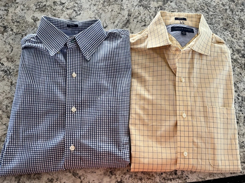 ¡MIRA!  ¡DOS! Tommy Hilfiger Camisas Oxford Originales Con Botones - 15 1/2 34-35 (M) Foto 1 de 4