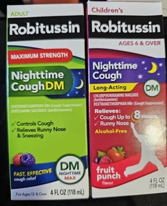 Robitussin Adult Nighttime Cough DM Liquid Maximum Strength Childrens Robitussin - Picture 1 of 3